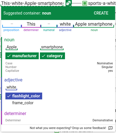 Container suggestion details view